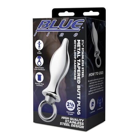 Металлический плаг с кольцом Stainless Steel Metal Tapered Butt Plug With Loop Hardware - 10 см.